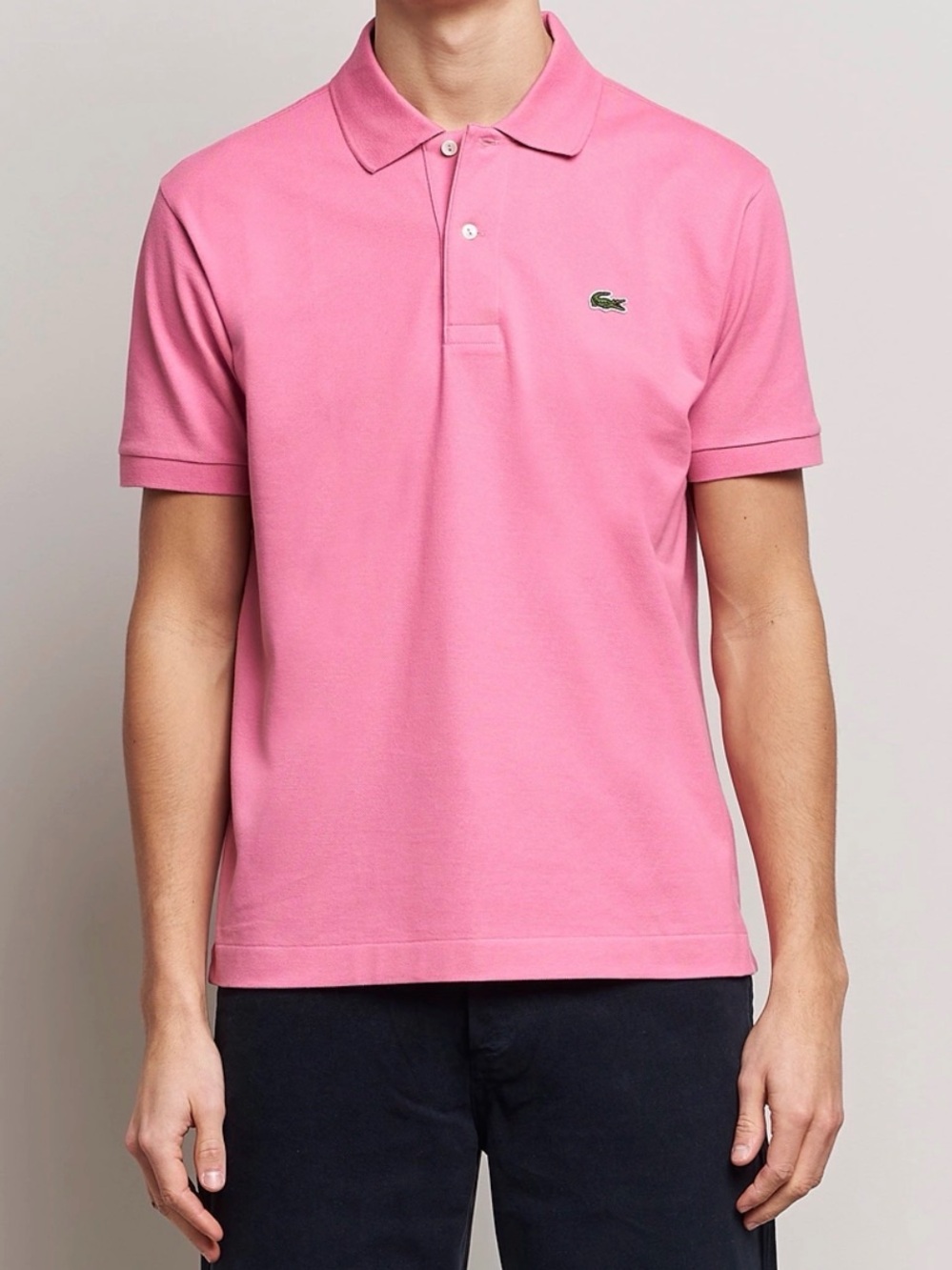 Lacoste Men's Pink Piqué Polo with Signature Crocodile